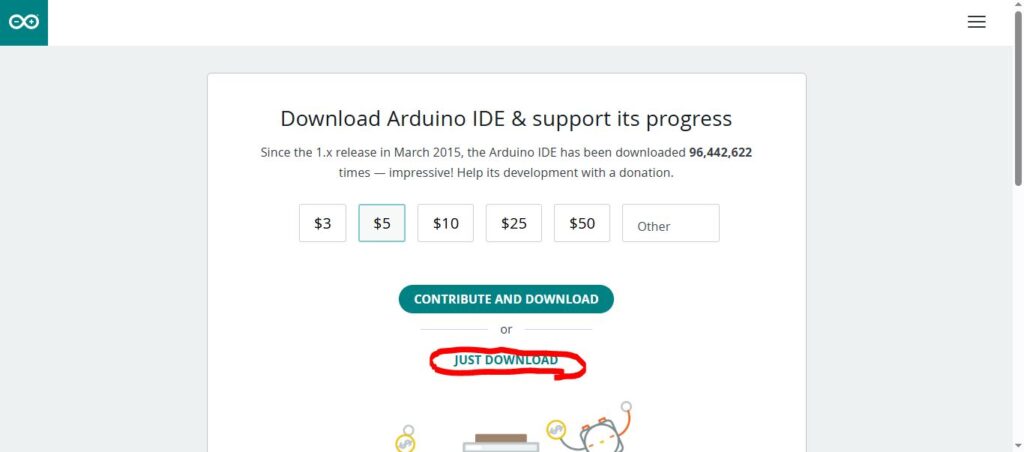 ArduinoIDEをダウンロードするサイトの説明二枚目
